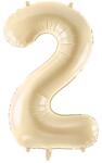 PartyDeco 2-es születésnapi szám fólia lufi - bézs 72 cm