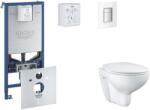 GROHE Rapid SLX - Készlet fali beépítéshez, WC, SoftClose ülőkével és Skate Cosmopolitan gombbal, csiszolt Moon White SANI11BB3103 (SANI11BB3103)