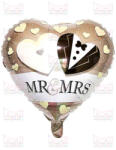  Mr & Mrs szív alakú esküvői fólia lufi 45cm