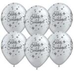 Qualatex Szülinapi lufi 11" 28cm 6db Boldog szülinapot! , Ezüst, q20710rp (LUFI922274)