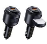 REMAX YATOY autós töltő USB+Type-C aljzat (60W, PD gyorstöltő, illatosító) FEKETE (RCC353)