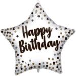 Procos Balon din folie - Stea Happy Birthday - alb 46 cm