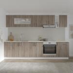 haaus Set Bucatarie Karo V25, Stejar Sonoma Inchis/Alb, Blat Thermo 28 mm, L 300 cm (919771)