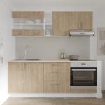 haaus Set Bucatarie Karo V12, Lemn Natural/Alb, Blat Thermo 28 mm, L 200 cm (918927)