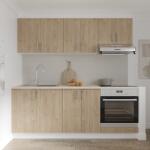 haaus Set Bucatarie Karo V10, Lemn Natural/Alb, Blat Thermo 28 mm, L 200 cm (918903)
