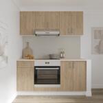 haaus Set Bucatarie Karo V6, Lemn Natural/Alb, Blat Thermo 28 mm, L 160 cm (918866)