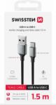 SWISSTEN Cablu De Date Textile Ii Usb / Usb-c 1, 5 M Negru (71521309)