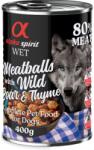 Alpha Spirit 6x400g Alpha Spirit Dog Meatballs Vaddisznó & kakukkfű nedves kutyatáp