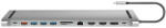LogiLink USB 3.2 Gen2 dokkoló állomás, USB-C, 12 port, PD, ezüst - pepita