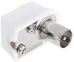  Fehér derékszögű koaxiális TV antenna dugó, IEC 9, 52 mm