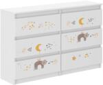  Ifjúsági 6 fiókos Komód 120cm - Cica - fehér