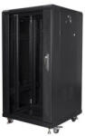 Lanberg FF01-6622-12B 19" 22U SZÉL: 600mm MÉLY: 600mm MAG: 1159mm lapraszerelt üvegajtós fekete rack szekrény - pepita