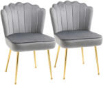 HomCom 2db kárpitozott székkészlet, acél/poliészter, bársony hatású, 57 x 58 x 88 cm, szürke/arany