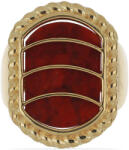  Arannyal Bevont Ezüst Gyűrű - Vörös Szivacs Korall - 27x24mm