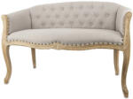  Provence tűzött bézs szövettel húzott támlás karfás 2 személyes szófa koptatott lábakkal 70x105x50cm (114559)