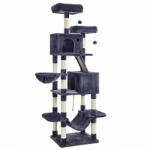 Feandrea Luxus Macskafa 206 cm Füstszürke Plüss Többszintes Játszótorony