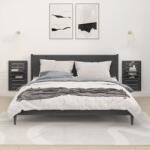  2 db szürke tömör fenyőfa falra szerelhető éjjeli polc