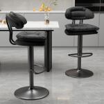 Quasar & Co 2 db bárszék szett, Quasar & Co. ® CLEO, forgatható, 360°-os forgórendszerrel, magasságban állítható, lábtartóval, műbőr/fém/szivacs kárpitozással, alkalmas konyhába, fekete