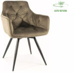 SIGNAL MEBLE Mango Velvet Olíva Forgó Bársony Étkezőszék Fekete Fém Vázzal (MANGOVCOL)