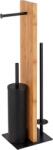 WENKO Lesina Wc-kefe Garnitúra álló Matt Fekete Acél, Bambusz 18x67x21, 5cm