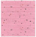 Macvi 100 darabos készlet Öntapadós 3D tapéta, kívülről puha hab, modern design, bármilyen térbe illeszkedik, vízálló, méret 70x77, Macvi®, Tégla minta Rózsaszín csillagok