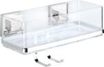 WENKO Vacuum-loc Quadro Polc Fali 25, 5x15x14cm Akasztókkal, áttetsző-króm