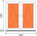  150×150 Tokosztott műanyag ablak 3 rétegű üveggel