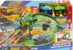 Mattel Hot Wheels, Monster Trucks, Dragon Demolition, set de joaca cu 2 masini