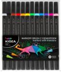 kidea Kidea, marker brush cu liner, 12 culori