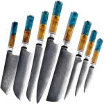 HARAHU AO-20188 damaszk késkészlet - Barna/Kék KP20188