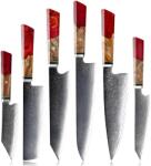 HARAHU KU-20012 damaszk késkészlet - Piros KP20012