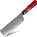 HARAHU Cuțit de bucătărie damascian KU-20013 - Cleaver / Roșu / 30, 5cm KP20013