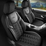 Panda Set Huse Scaune Auto pentru Peugeot 4007 - Panda Berlin, negru cu cusatura gri, 11 piese