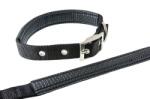 Nobleza Fekete színű textil nyakörv műbőr betéttel (Sz1.5 cm x H40 cm) (017379_F)