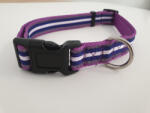 Nobleza Lila-fehér csíkos textil nyakörv (Sz1.5 cm x H25-40cm) (036493_L)
