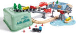 Hape Set trenulet port din lemn Hape 51 piese (E8769AE) Trenulet