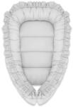 MimiNu Cosulet bebelus, MimiNu, Pentru dormit, Baby Nest 55 x 75 cm, Cu Volanase, Husa 100% bumbac, Din bumbac certificat Oeko Tex Standard 100, Colectia Royal, Grey (6426972022811)