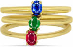  Arannyal Bevont Ezüst Szett Mesterséges Rubinnal és Mesterséges Smaragddal ( Gyűrű ), Y60736/52