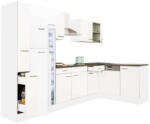 Leziter Yorki 310 sarok konyhablokk fehér korpusz, selyemfényű fehér fronttal felülfagyasztós hűtős szekrénnyel (LS310FHFH-FF)