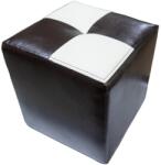 Nefmob design Kárpitozott kocka alakú zsámoly, 33X33X37, Ekológikus bőr, Wenge/krémszín