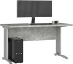 AKORD BM-135 irodai asztal, 135 cm, betonhatású, fém lábakkal, önállóan összeszerelhető, laminált lap anyag, ABS szegély, álló típus, szögletes dizájn, CLP bútorrendszer (BIUBM-135BET)