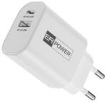 ER POWER Încărcător dublu GaN 30W - 1 USB-C/1 USB-A PD/PPS/QC ERPW30G1C1A-WH