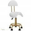  Görgős háttámlás kozmetikai szék - Fehér / Arany