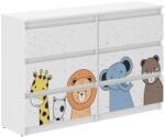  Ifjúsági 6 fiókos Komód 120cm - Állatok - fehér