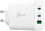 j5create 2xUSB-C, USB-A hálózati töltő 65W fehér (JUP3365E-EN) (JUP3365E-EN) - xupe
