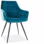 SIGNAL MEBLE Lilia Velvet Türkiz Bársony Étkezőszék Fekete Fém Lábakkal (SIG-LILIAVCTU)