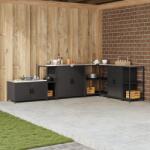 vidaXL Кухненска рафтова единица HATTEM Черно 30 x 50 x 92 см Стомана (874975)