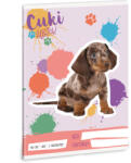 Ars Una Cuki állatok tűzött füzet A/5, 32 lap vonalas 2. osztály (16-32), kutya, harlekin tacskó, 2025 (ARS-53594969)