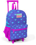 Coral High Ghiozdan tip troller cu 2 compartimente, Coral High, mov cu inimioare bleu