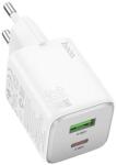 hoco. N41 încărcător de rețea USB + priză Type-C (20W, GaN, încărcător rapid PD 3.0) ALB (N41_W)